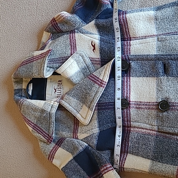 Hollister Women's Wool Blend Coat/ Double Breasted Plaid Short Jacket Size XS - Picture 7 of 13